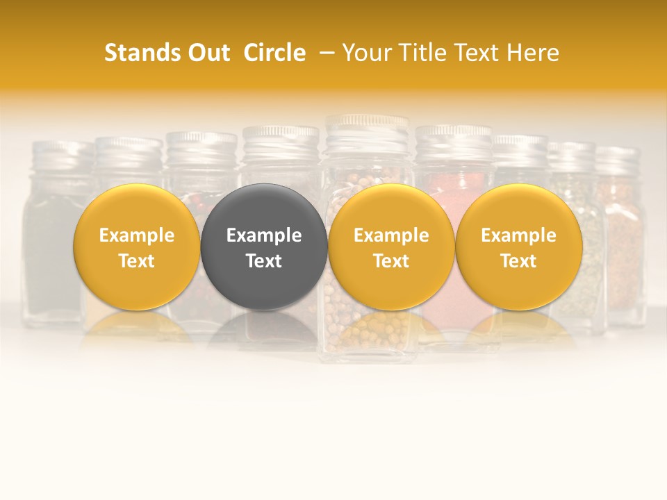 A Row Of Glass Jars Filled With Different Types Of Spices PowerPoint Template