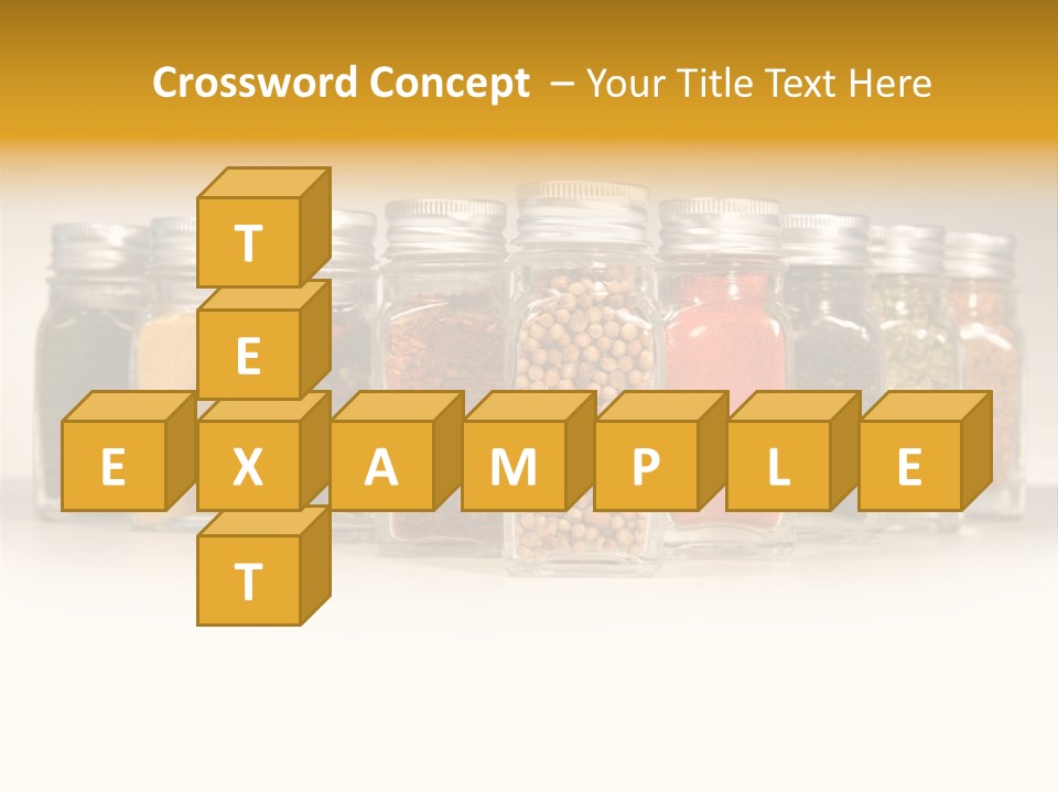 A Row Of Glass Jars Filled With Different Types Of Spices PowerPoint Template