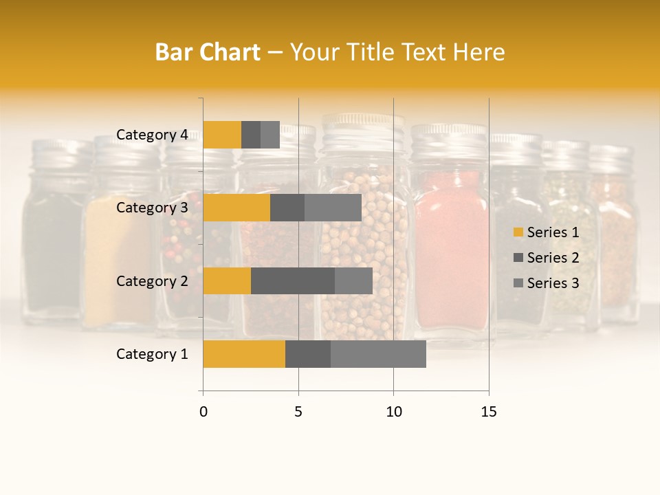 A Row Of Glass Jars Filled With Different Types Of Spices PowerPoint Template
