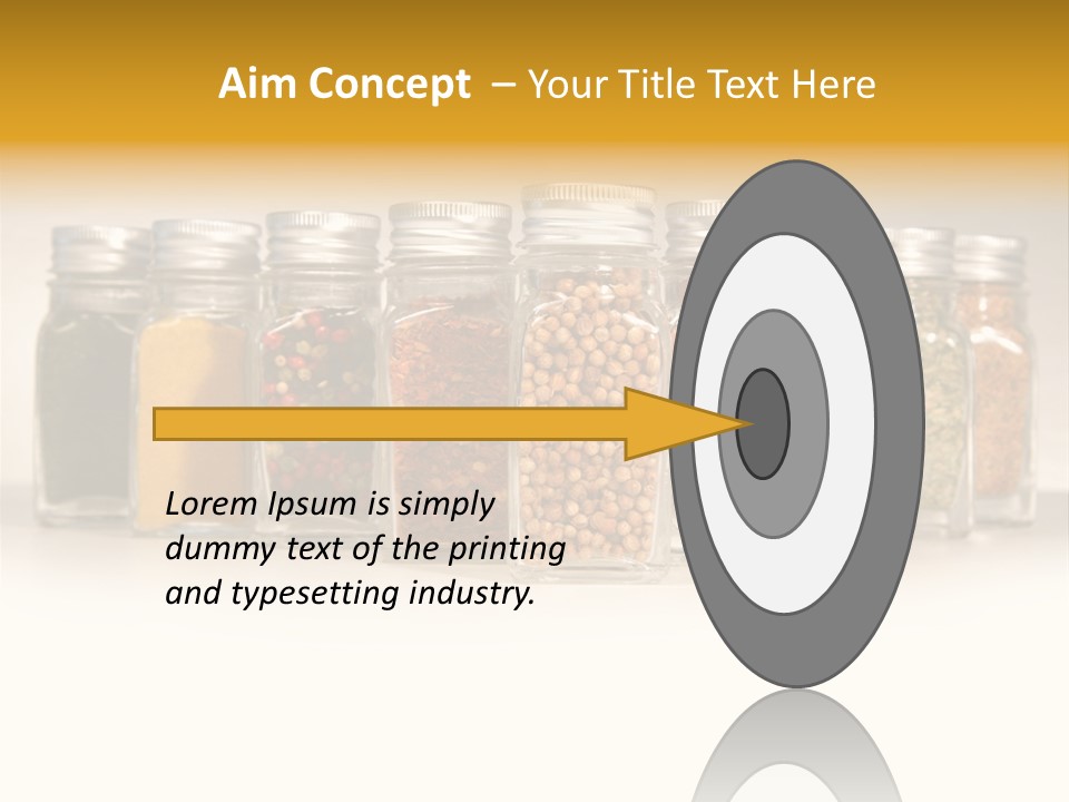 A Row Of Glass Jars Filled With Different Types Of Spices PowerPoint Template