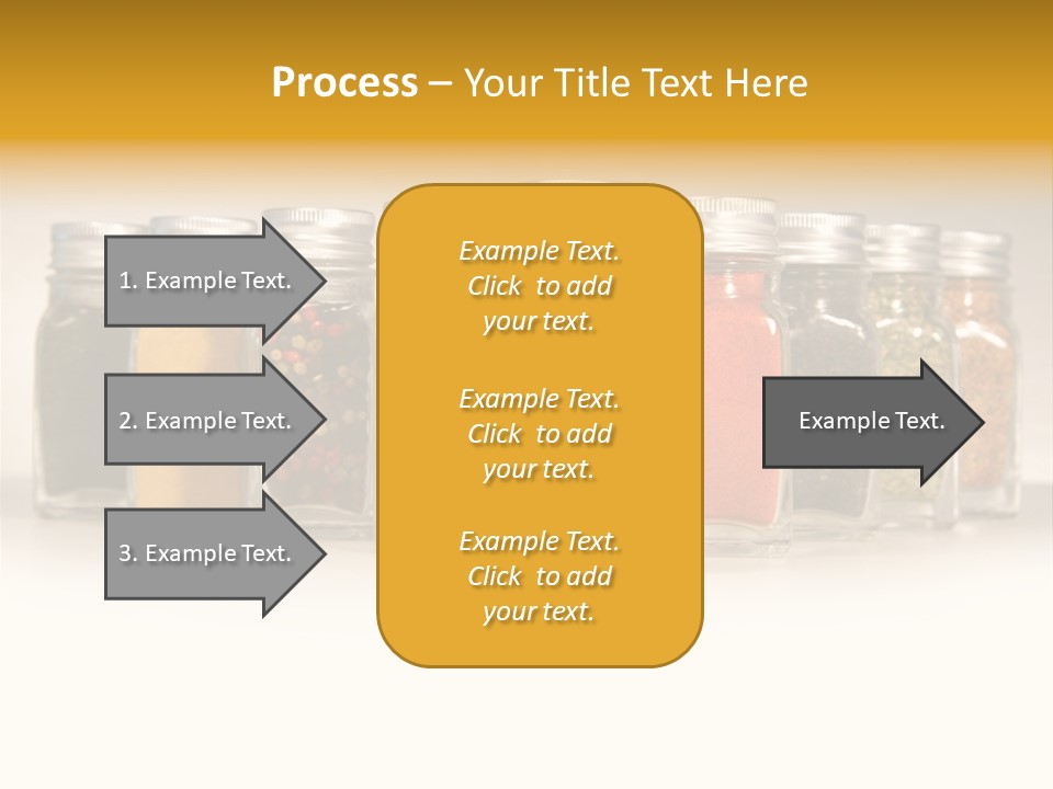 A Row Of Glass Jars Filled With Different Types Of Spices PowerPoint Template