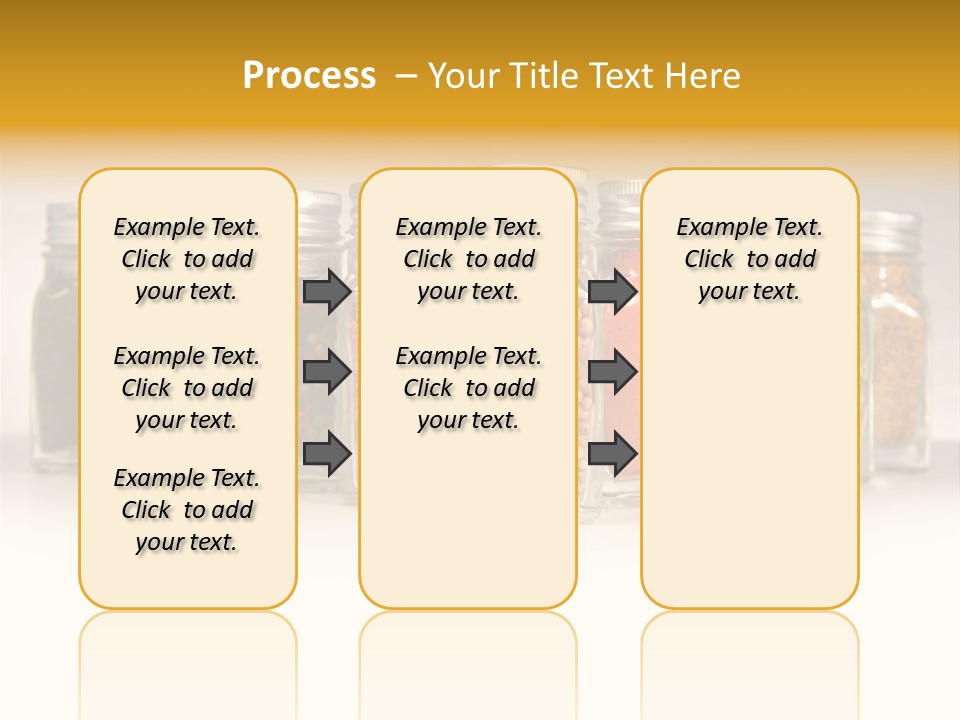 A Row Of Glass Jars Filled With Different Types Of Spices PowerPoint Template