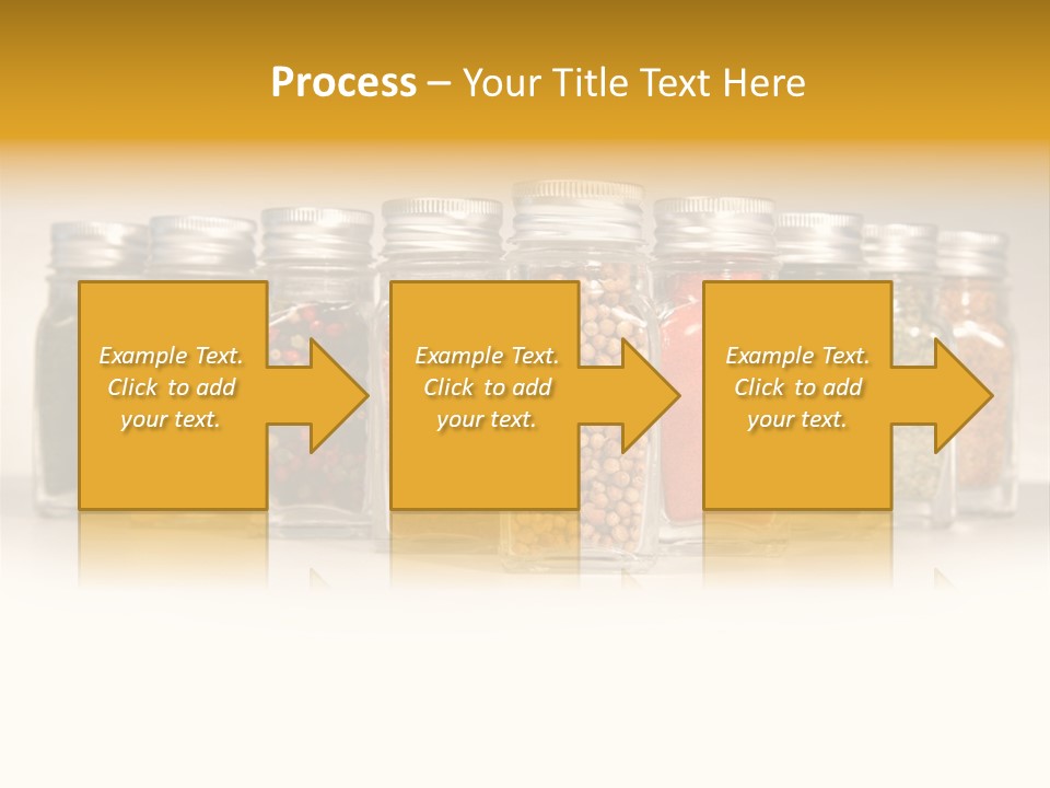 A Row Of Glass Jars Filled With Different Types Of Spices PowerPoint Template