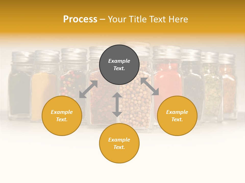 A Row Of Glass Jars Filled With Different Types Of Spices PowerPoint Template