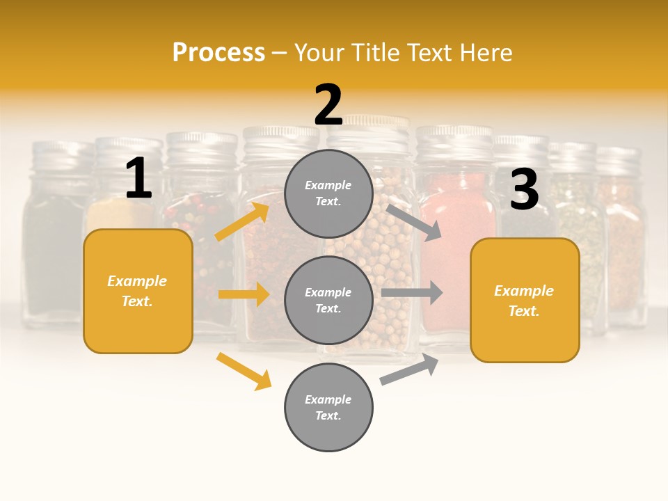 A Row Of Glass Jars Filled With Different Types Of Spices PowerPoint Template