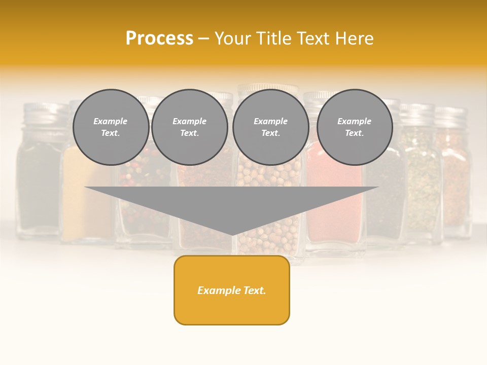 A Row Of Glass Jars Filled With Different Types Of Spices PowerPoint Template