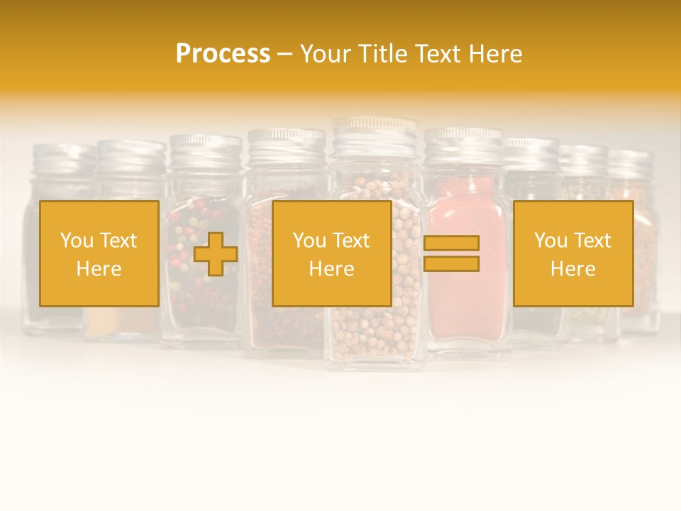 A Row Of Glass Jars Filled With Different Types Of Spices PowerPoint Template