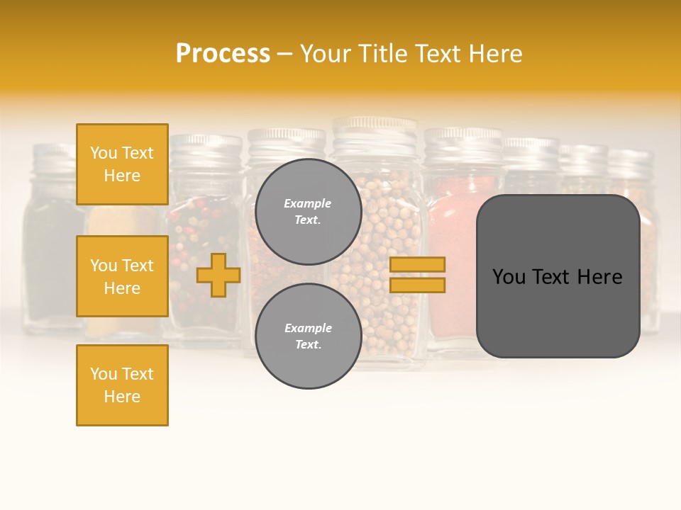 A Row Of Glass Jars Filled With Different Types Of Spices PowerPoint Template
