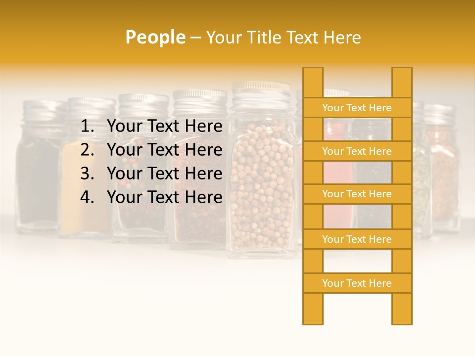 A Row Of Glass Jars Filled With Different Types Of Spices PowerPoint Template