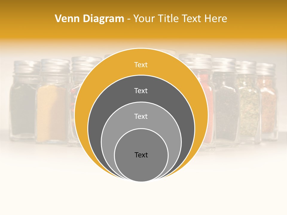 A Row Of Glass Jars Filled With Different Types Of Spices PowerPoint Template