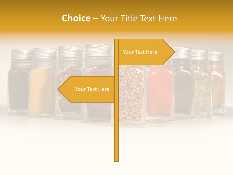 A Row Of Glass Jars Filled With Different Types Of Spices PowerPoint Template