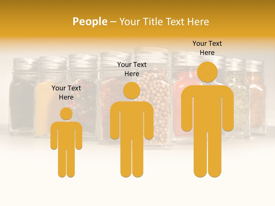 A Row Of Glass Jars Filled With Different Types Of Spices PowerPoint Template