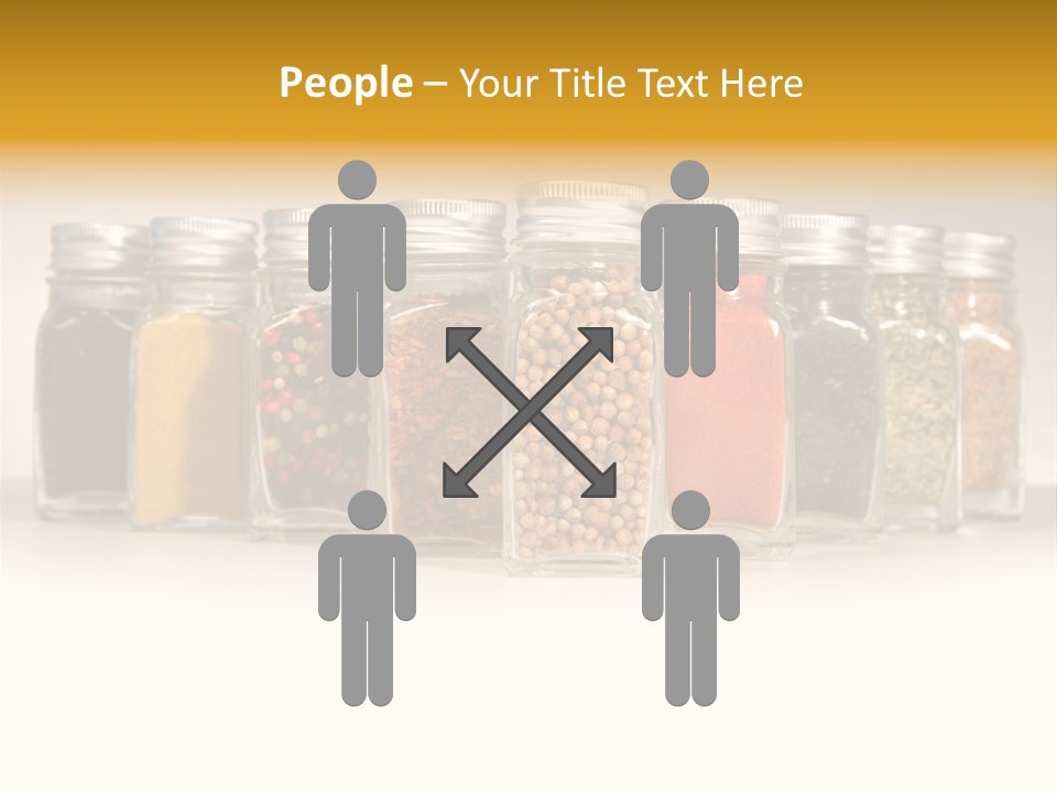 A Row Of Glass Jars Filled With Different Types Of Spices PowerPoint Template