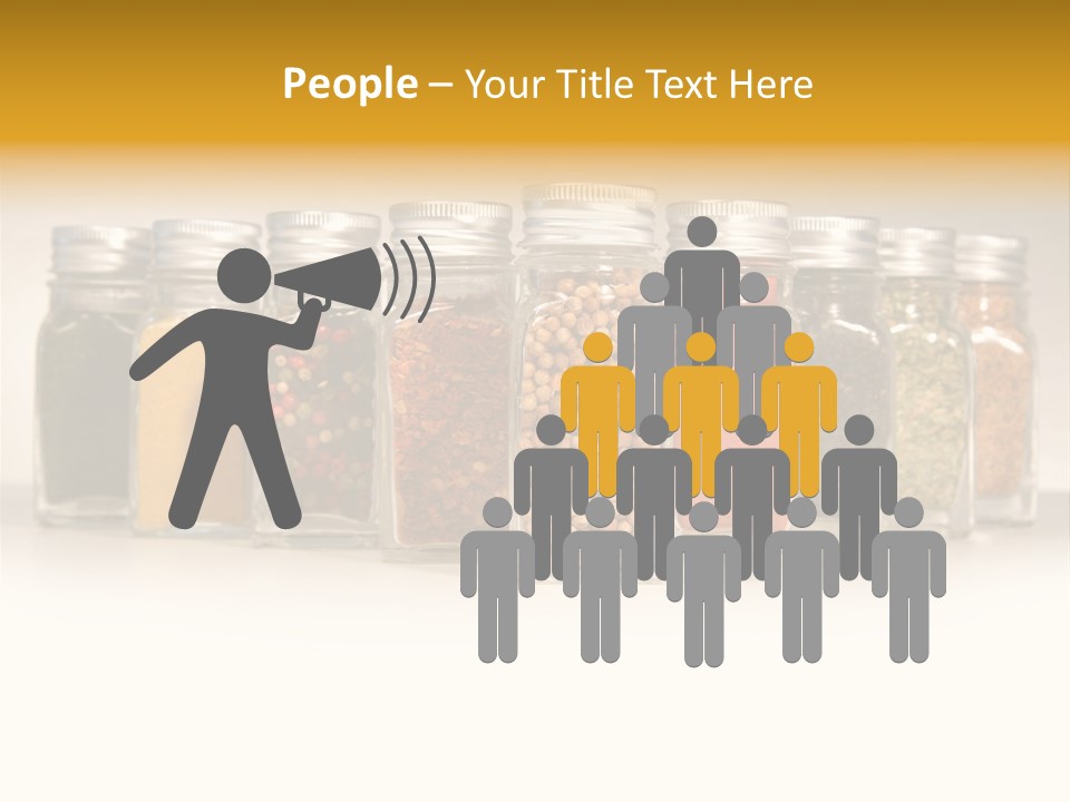 A Row Of Glass Jars Filled With Different Types Of Spices PowerPoint Template