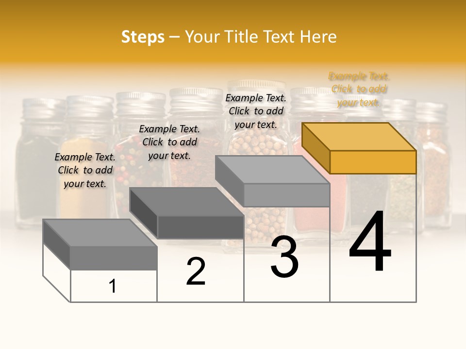 A Row Of Glass Jars Filled With Different Types Of Spices PowerPoint Template