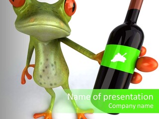 A Frog Is Holding A Bottle Of Wine PowerPoint Template