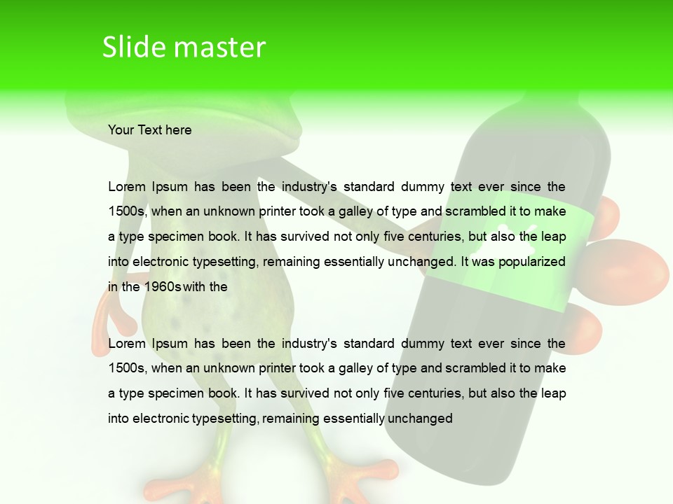 A Frog Is Holding A Bottle Of Wine PowerPoint Template