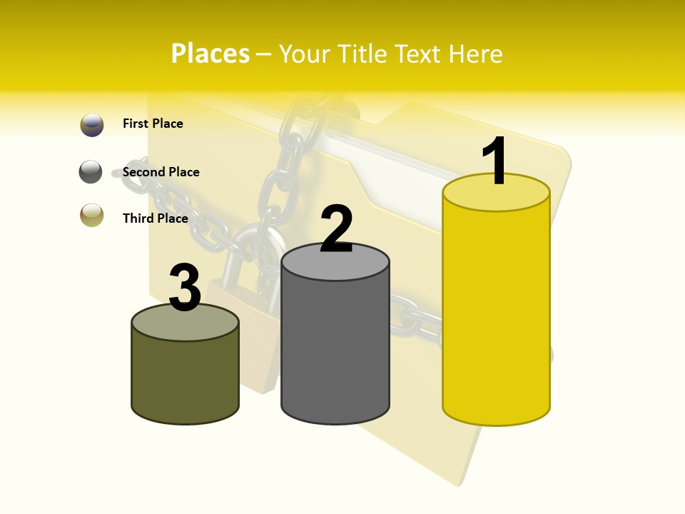 A Yellow Folder Chained To A Chain With A Padlock PowerPoint Template