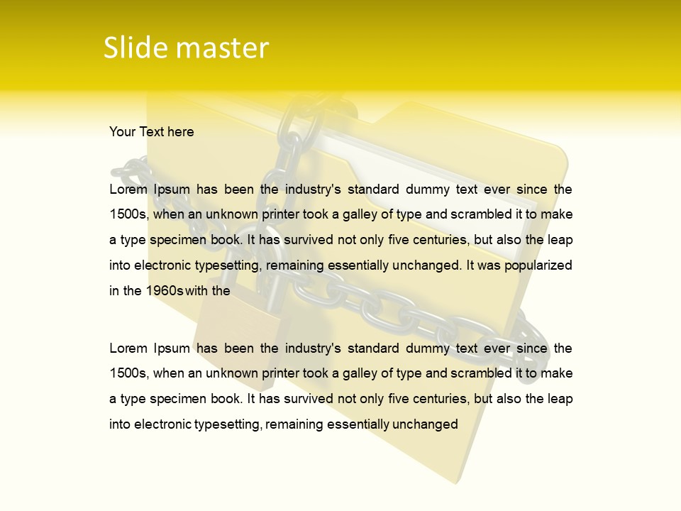 A Yellow Folder Chained To A Chain With A Padlock PowerPoint Template