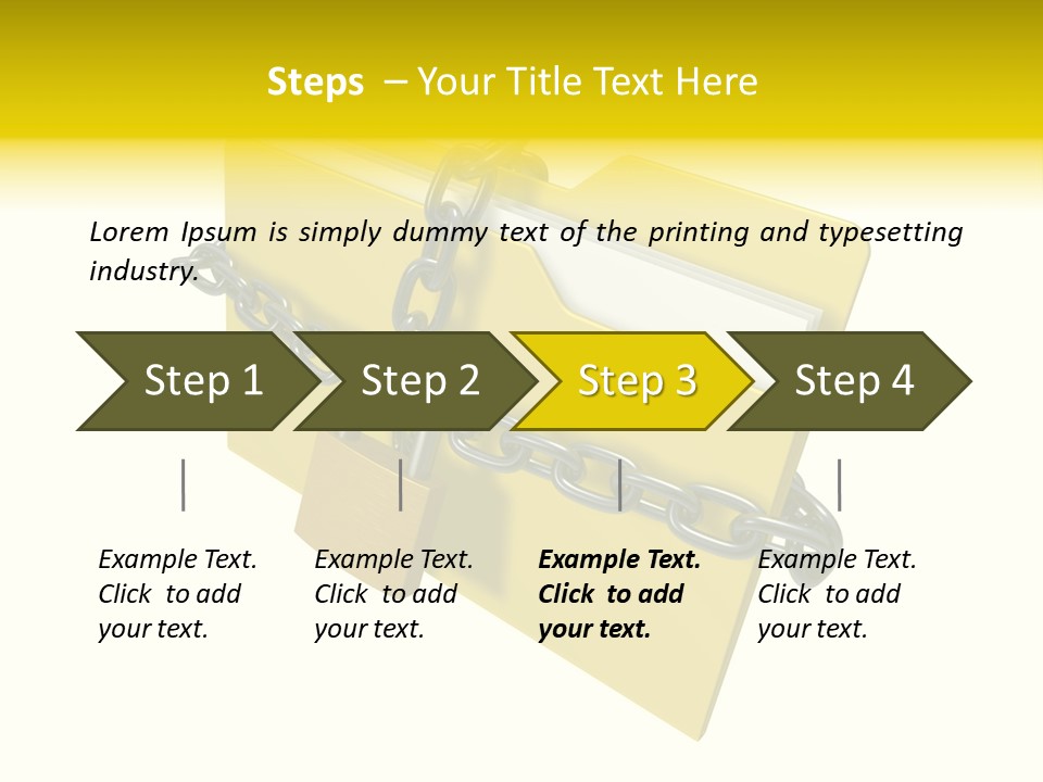 A Yellow Folder Chained To A Chain With A Padlock PowerPoint Template