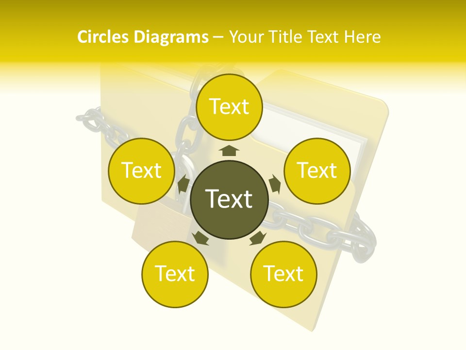 A Yellow Folder Chained To A Chain With A Padlock PowerPoint Template