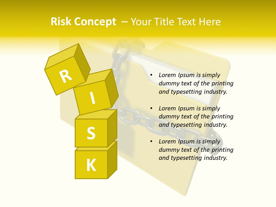 A Yellow Folder Chained To A Chain With A Padlock PowerPoint Template