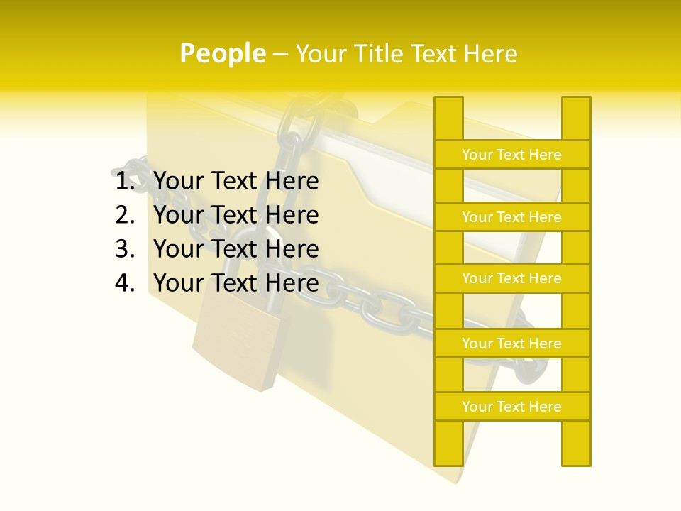 A Yellow Folder Chained To A Chain With A Padlock PowerPoint Template