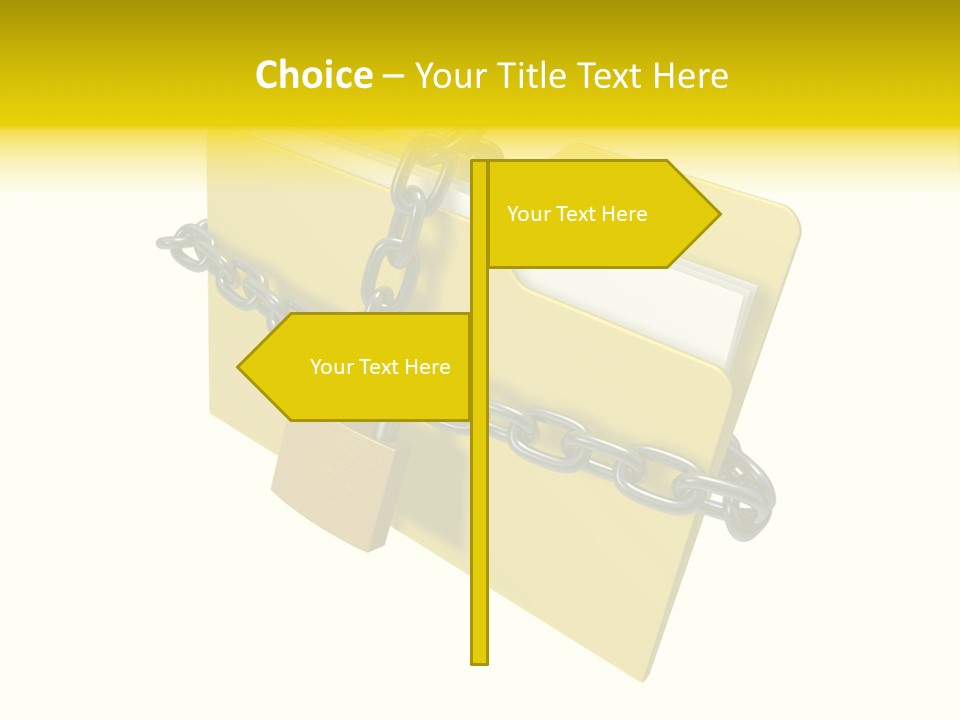 A Yellow Folder Chained To A Chain With A Padlock PowerPoint Template