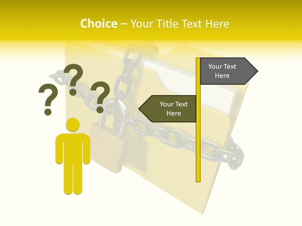 A Yellow Folder Chained To A Chain With A Padlock PowerPoint Template