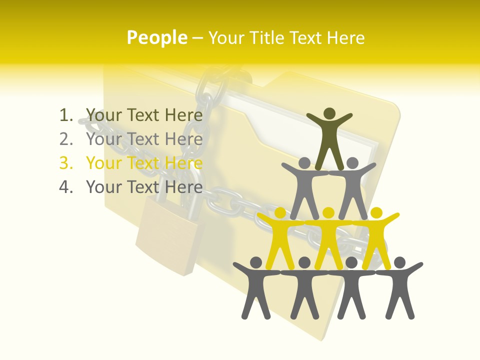 A Yellow Folder Chained To A Chain With A Padlock PowerPoint Template