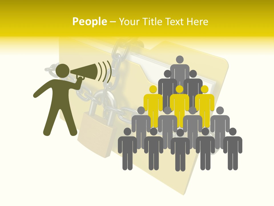 A Yellow Folder Chained To A Chain With A Padlock PowerPoint Template