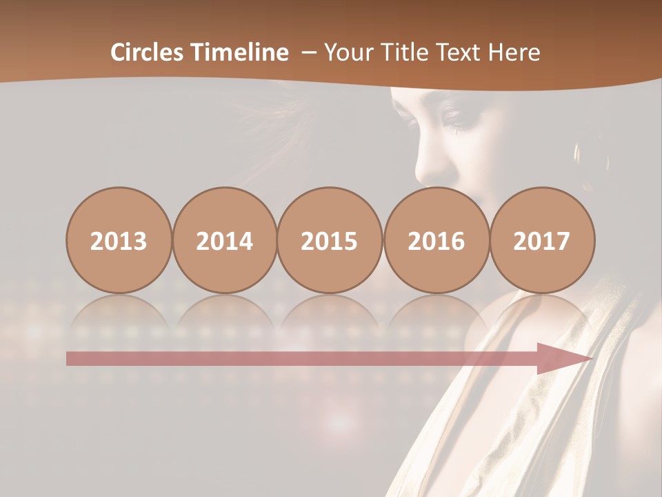 A Woman In A Gold Dress With Her Hair Blowing In The Wind PowerPoint Template