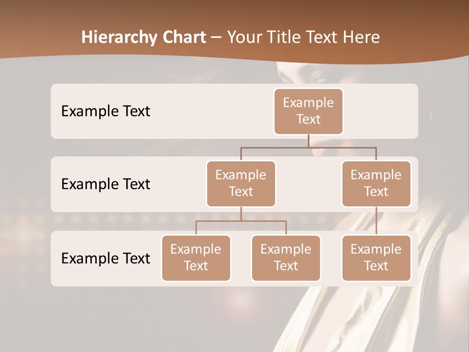 A Woman In A Gold Dress With Her Hair Blowing In The Wind PowerPoint Template