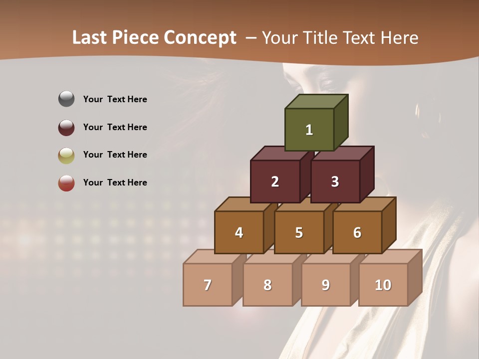 A Woman In A Gold Dress With Her Hair Blowing In The Wind PowerPoint Template