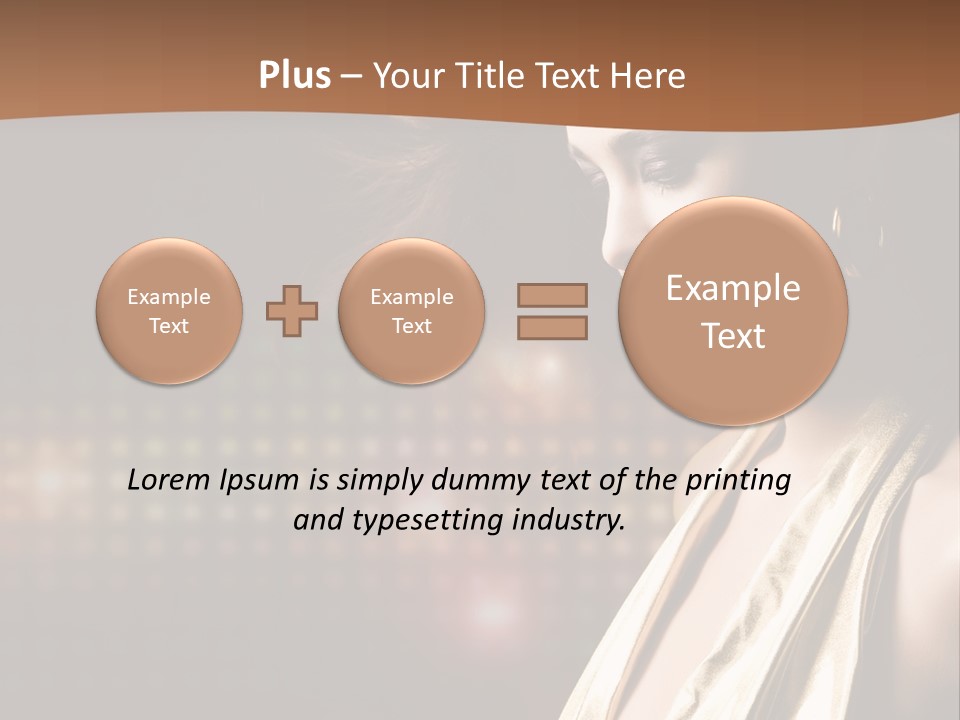 A Woman In A Gold Dress With Her Hair Blowing In The Wind PowerPoint Template