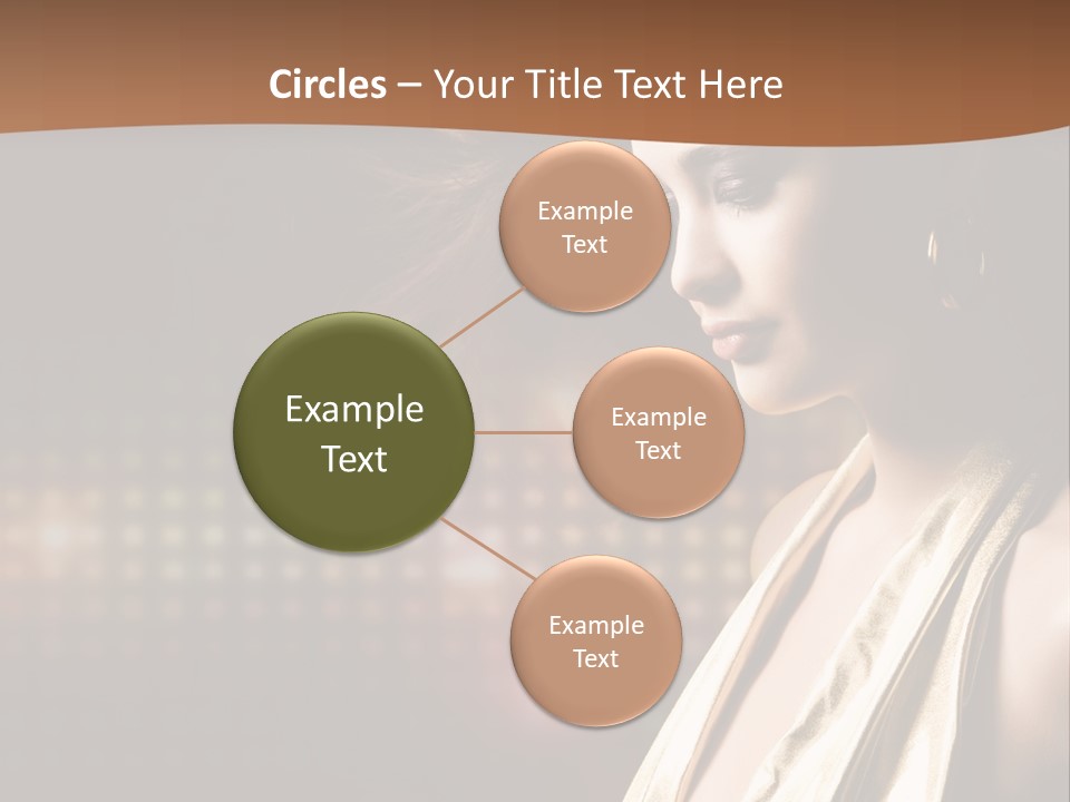 A Woman In A Gold Dress With Her Hair Blowing In The Wind PowerPoint Template