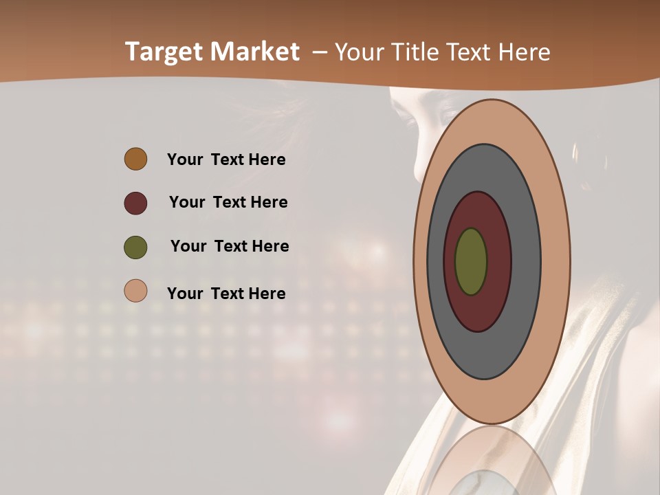 A Woman In A Gold Dress With Her Hair Blowing In The Wind PowerPoint Template