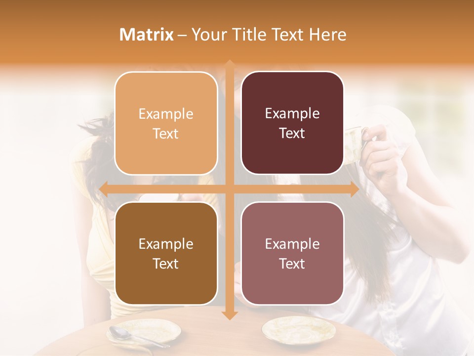 Two Beautiful Women Sitting At A Table Eating Food PowerPoint Template