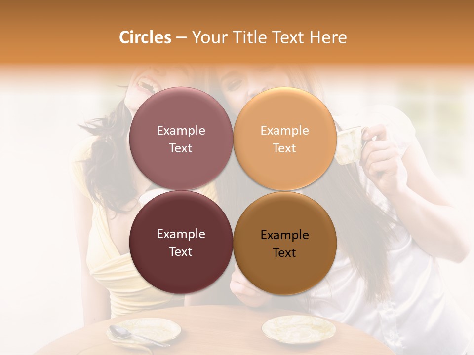 Two Beautiful Women Sitting At A Table Eating Food PowerPoint Template