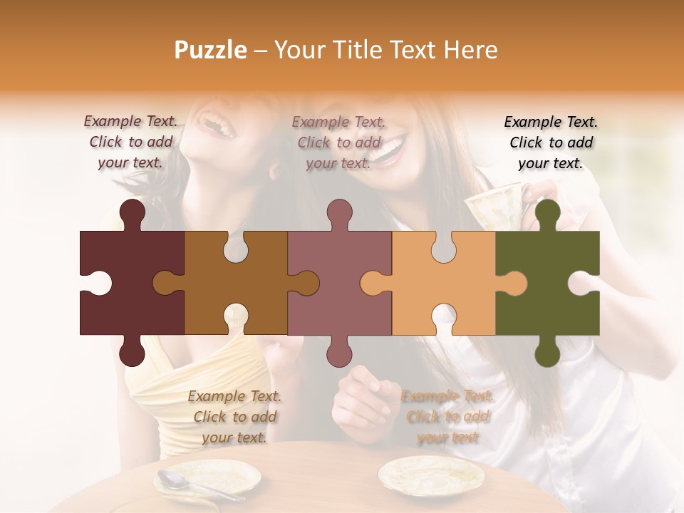 Two Beautiful Women Sitting At A Table Eating Food PowerPoint Template