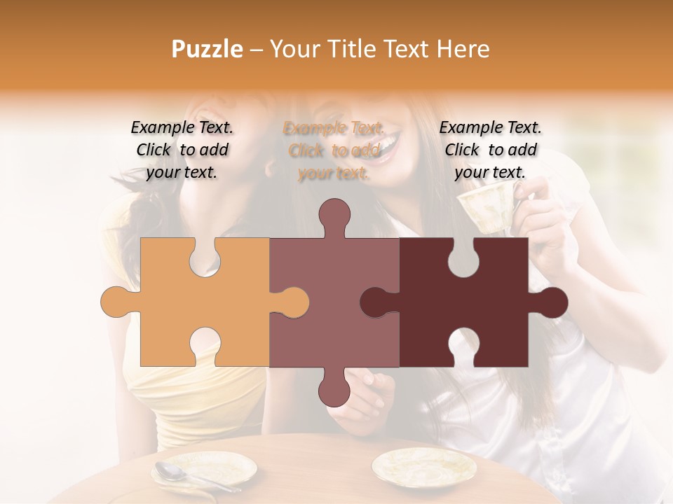 Two Beautiful Women Sitting At A Table Eating Food PowerPoint Template