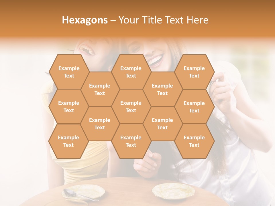 Two Beautiful Women Sitting At A Table Eating Food PowerPoint Template