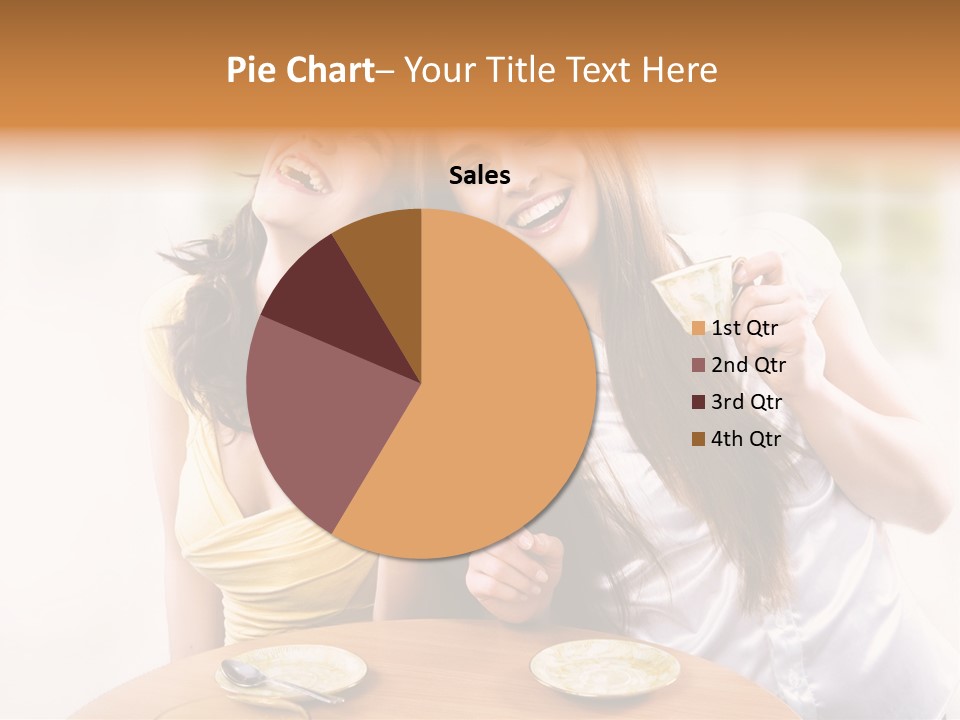 Two Beautiful Women Sitting At A Table Eating Food PowerPoint Template