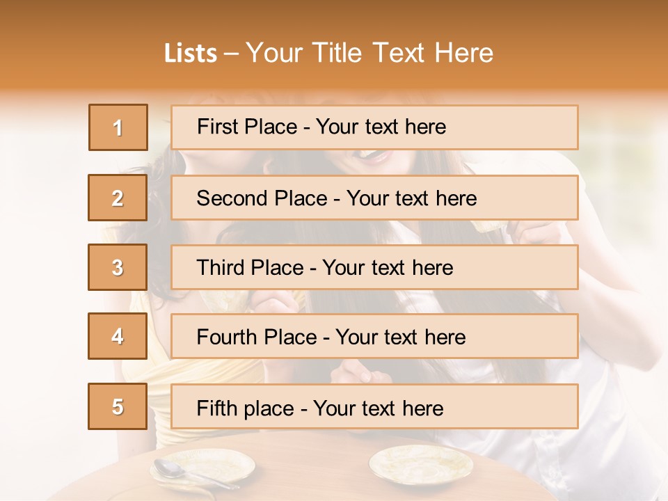 Two Beautiful Women Sitting At A Table Eating Food PowerPoint Template