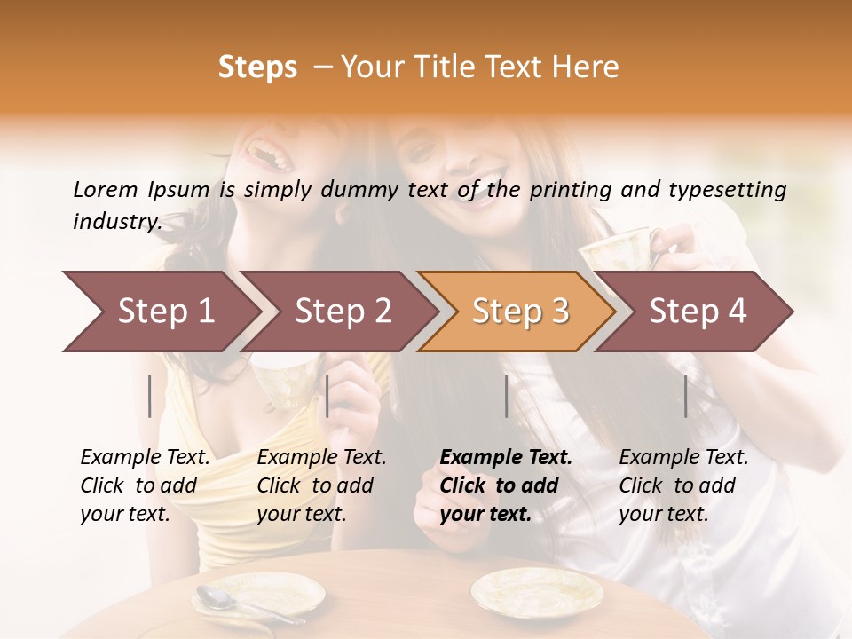 Two Beautiful Women Sitting At A Table Eating Food PowerPoint Template