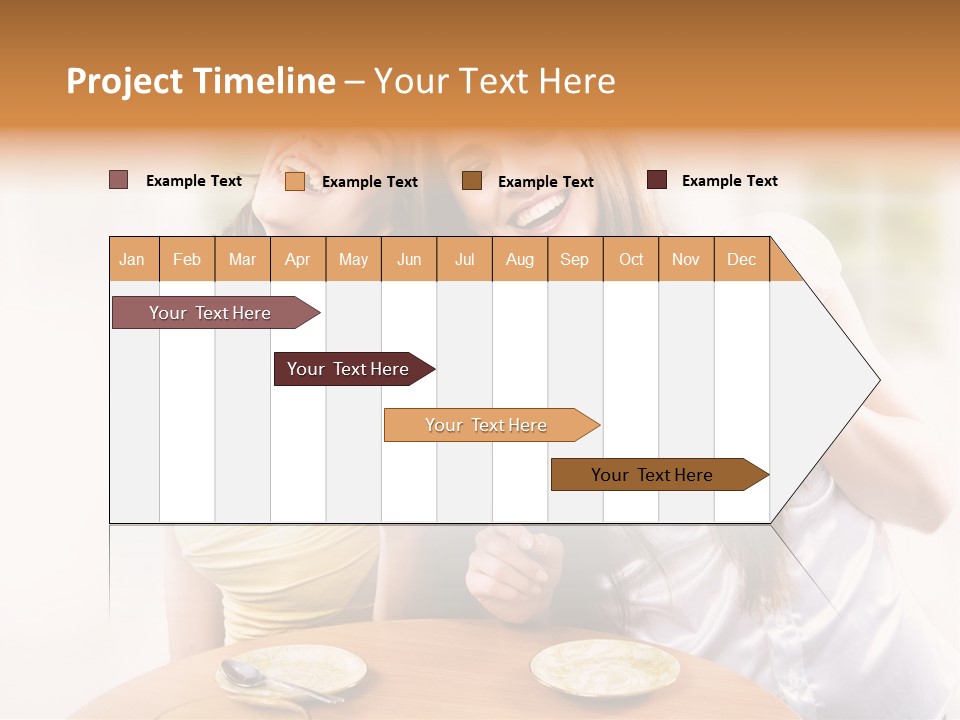 Two Beautiful Women Sitting At A Table Eating Food PowerPoint Template