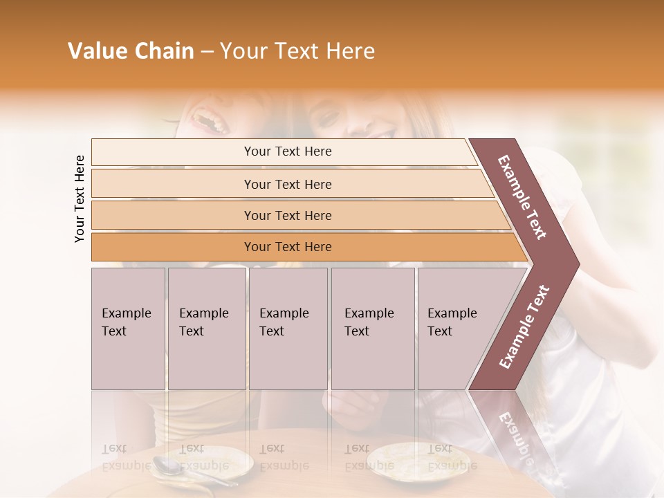 Two Beautiful Women Sitting At A Table Eating Food PowerPoint Template