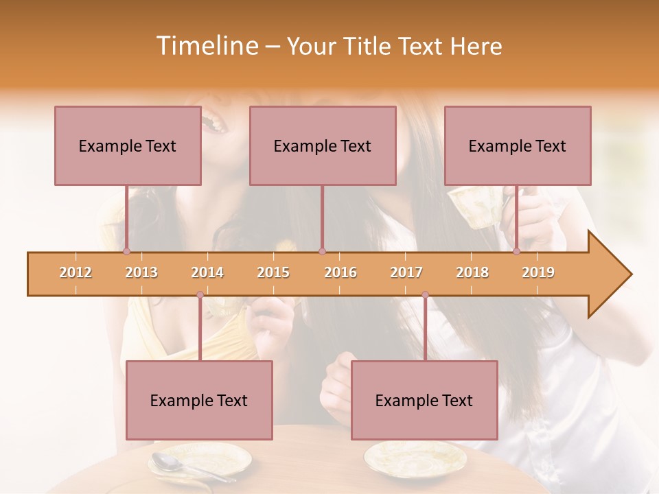 Two Beautiful Women Sitting At A Table Eating Food PowerPoint Template