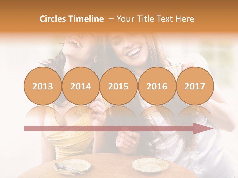 Two Beautiful Women Sitting At A Table Eating Food PowerPoint Template