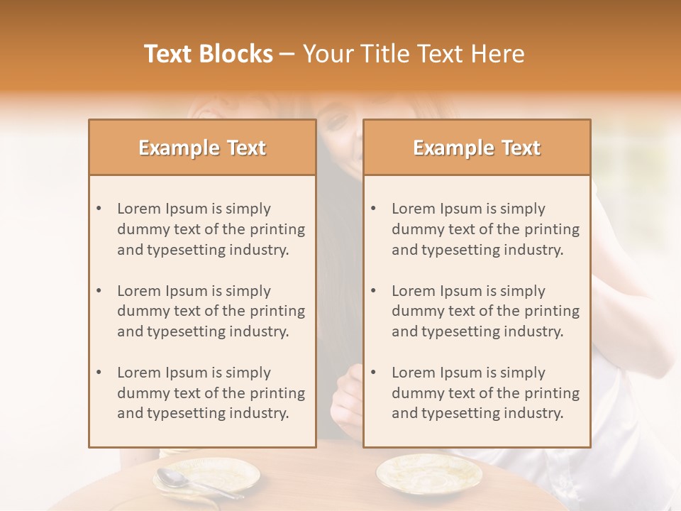 Two Beautiful Women Sitting At A Table Eating Food PowerPoint Template